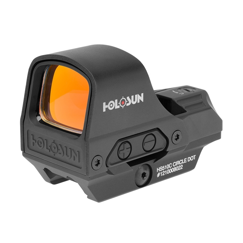 HOLOSUN HE510CGR HS510C MultiReticle 2 MOA Dot & 65 MOA Circle Open Reflex Sight for Long Guns Solar FailSafe ShakeAwake Waterproof Sight with 12 Brightness Settings RedGreen Dot Options
