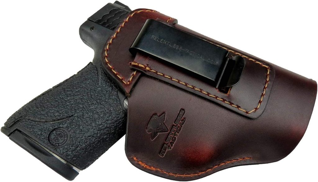 Relentless Tactical The Defender Leather IWB Holster Made in USA Fits Glock 17 19 19X 22 26 43 43X 45 Taurus GC3 S&W M&P Shield Canik TP9 Elite Sig P229 Plus All Similar Sized Handguns