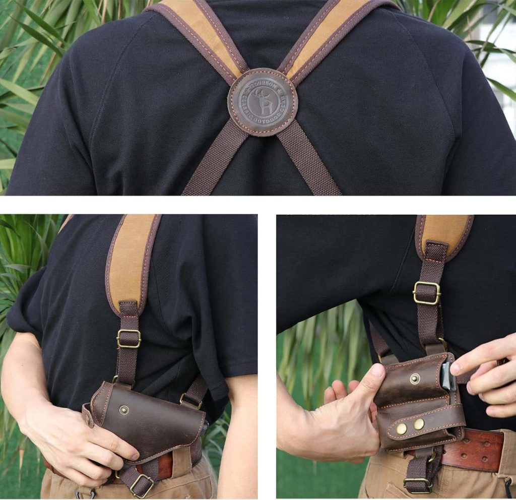 TOURBON Canvas & Leather Horizontal Shoulder Holster