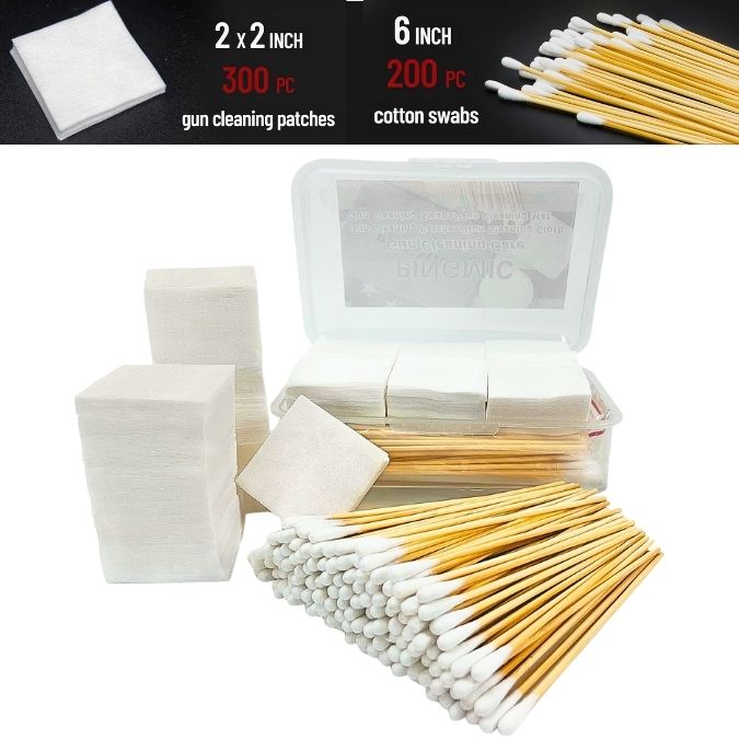 PINGMIC Gun Cleaning Supplies - Gun Cleaning Patches and Long Cotton Swabs Set